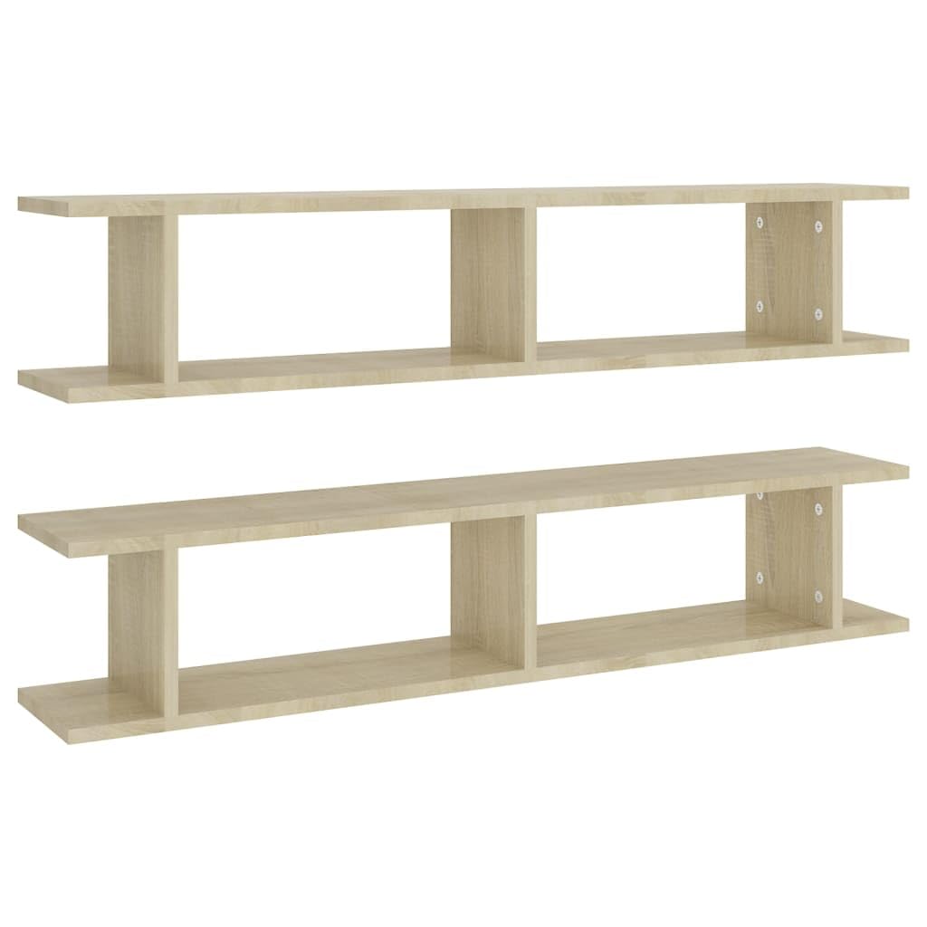 Vidaxl 2 X Wall Shelves, Hanging Shelves, Bookcase, Decorative Shelf, Floating Shelf, Office Shelf, Sonoma Oak, 105 X 18 X 20 Cm, Wood Material