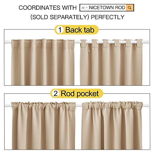 Nicetown Window Treatment Curtains Room Darkening Drapes - (Biscotti Beige Color) 34 Width X 54 Drop Each Panel, 2 Panels Set, Curtains And Draperies For Kitchen