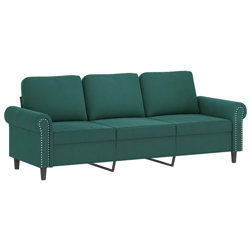 vidaXL 2 Piece Dark Green Velvet Sofa Set with Cushions - Modern Multi-Seater Couches for Living Room, Lounge, Office?