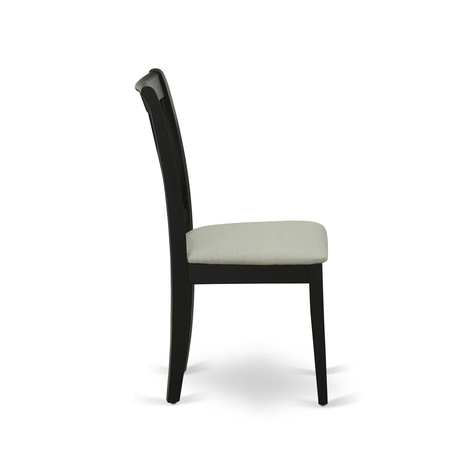 East West Furniture Clc-Blk-C Clarksville Dining Room Chairs - Linen Fabric Upholstered Wood Chairs, Set Of 2, Black