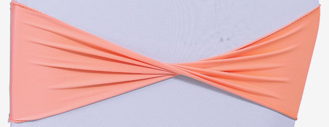 Mds Pack Of 50 Spandex Chair Sashes Bow Sash Elastic Chair Bands Ties Without Buckle For Wedding And Events Decoration Spandex Slider Sashes Bow - Peach