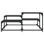 vidaXL Black Engineered Wood Coffee Table - Contemporary Sofa Center Desk with Metal Frame, Multi-Level Display Surface, Adjustable Feet, 34.4"x34.4"x15.7"