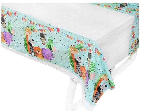 Partymane Jungle Theme Table Covers/Happy Birthday Party Decoration/Jungle/Table Covers For Dining/Table Cover Acralyic For Kids