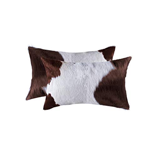 HomeRoots White & Brown Cowhide, Microsuede, Polyfill 12' x 20' x 5' White and Brown, Cowhide - Pillow 2-Pack