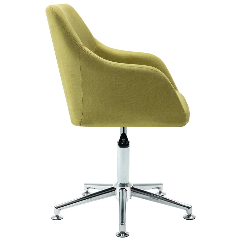 vidaXL Swivel Dining Chair: Green Fabric, Ergonomic Design with Adjustable Settings, Suitable for Living Room, Bedroom, Lounge, Office, and Dining Room; Easy Assembly