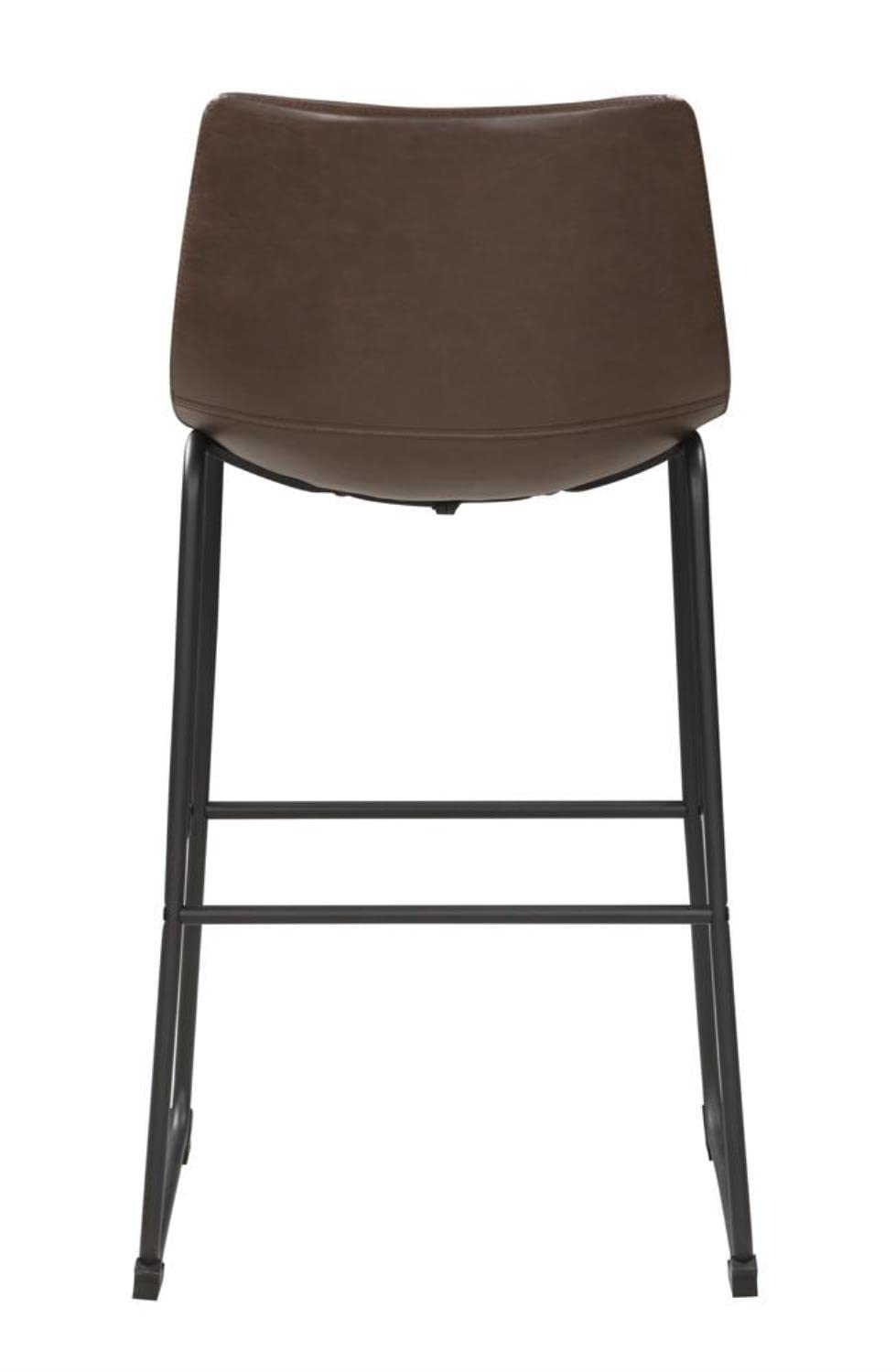 Coaster Home Furnishings 29-Inch Industrial Mid-Back Pub Height Chair Bar Stool Barstool PU Leather Seat with Metal Frame, Set of 2, Brown