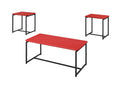 Lilola Home GT 3 Piece Red Carbon Fiber Wrap Coffee Table and End Table Set