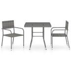 vidaXL Patio Dining Set 3 Piece Garden Outdoor Balcony Backyard Terrace Dinner Dinette Seating Table Chair Set Home Poly Rattan Anthracite & Gray