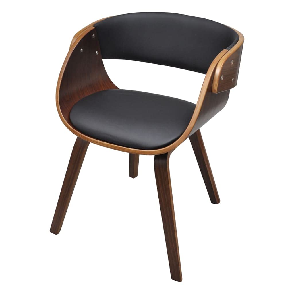 vidaXL Elegant Dining Chair with Solid Wooden Frame - Faux Leather Upholstered Seat - Black and Dark Brown Finish - Comfortable and Stylish Seating Solution for Your Dining Room or Lounge Area