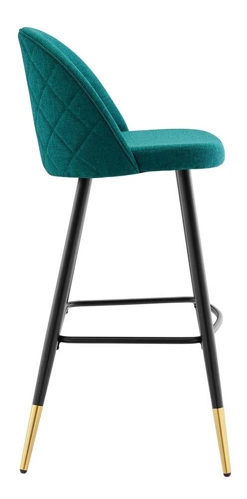 Modway Cordial Fabric Upholstered Dining Bar Stools in Teal - Set of 2