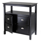 Ergode Wood Timber Buffet Cabinet - Contemporary Storage with Open Shelf, 2 Doors & Elegant Design - Black Finish - 36' W x 18.03' D x 35.98' H