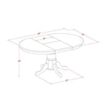 East West Furniture Avt-Lwh-Tp Avon Dining Room Table - An Oval Kitchen Table Top With Butterfly Leaf & Pedestal Base, 42X60 Inch, Linen White
