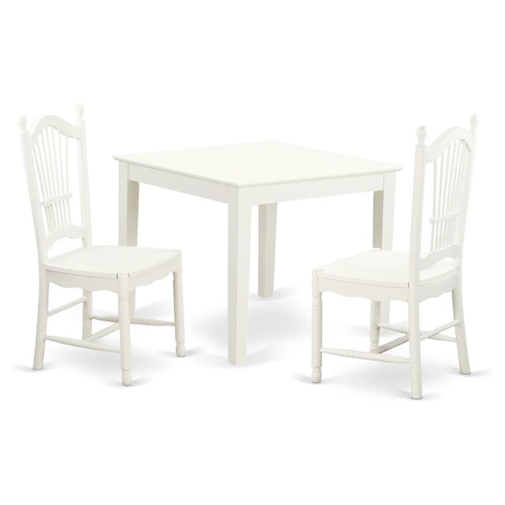 East West Furniture OXDO3-LWH-W 3 Piece Kitchen Table Set for Small Spaces Contains a Square Dining Room Table and 2 Dining Chairs, 36x36 Inch, Linen White