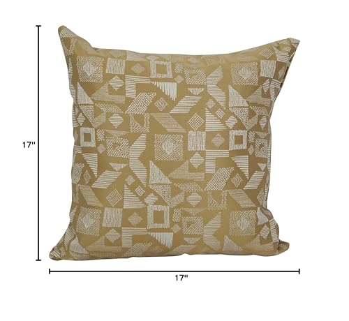 Blazing Needles Square Polyester Jacquard Throw Pillow, 17&quot;, Nina Camel