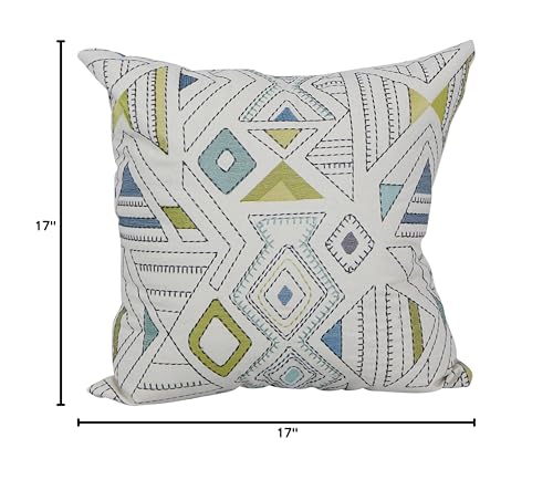 Blazing Needles Square Cotton Jacquard Throw Pillow, 17", Barista Minera