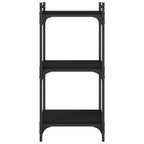 vidaXL 3-Tier Black Bookcase in Engineered Wood - Freestanding Bookshelf with Metal Frame for Home and Office Use, 15.7"x11.8"x33.9"