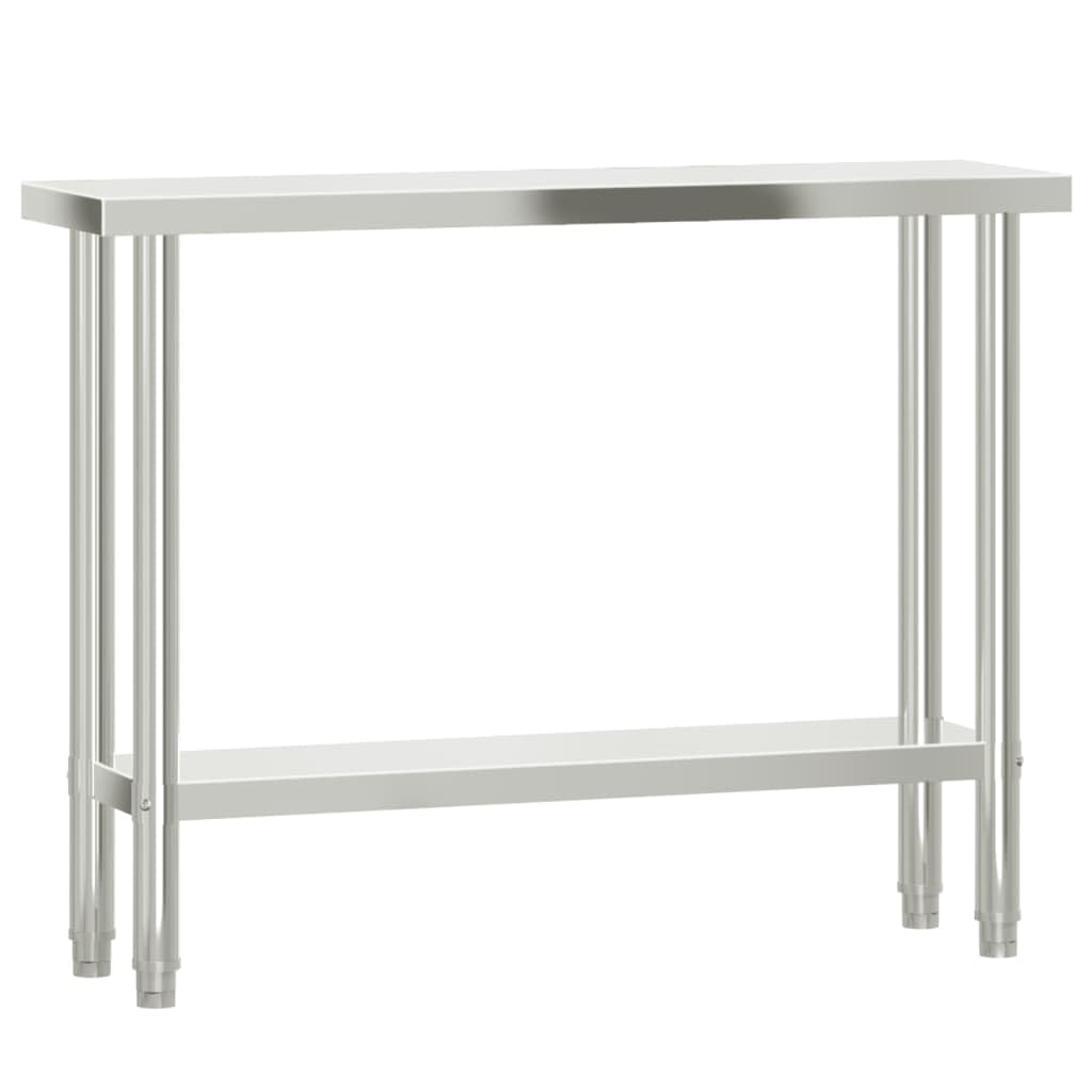 vidaXL Stainless Steel Kitchen Work Table - 43.3&quot;x11.8&quot; Prep Surface, Lower Shelf Storage, for Home Kitchen, Restaurant, Bar