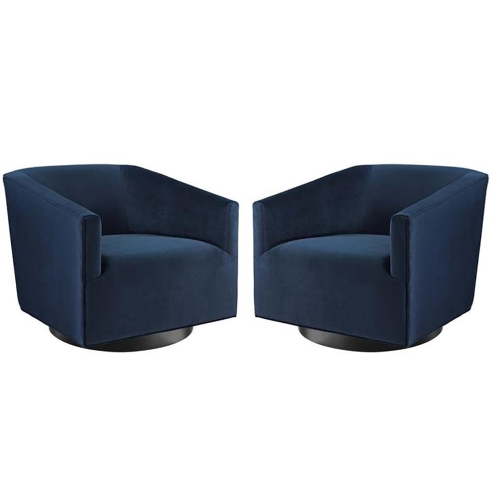 Modway Twist Performance Velvet, Swivel Chair - Set Of 2, Midnight Blue