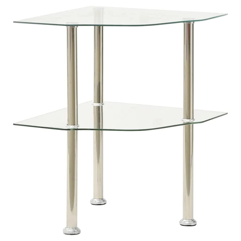 vidaXL 322793 2-Tier Side Table Transparent 38x38x50 cm Tempered Glass