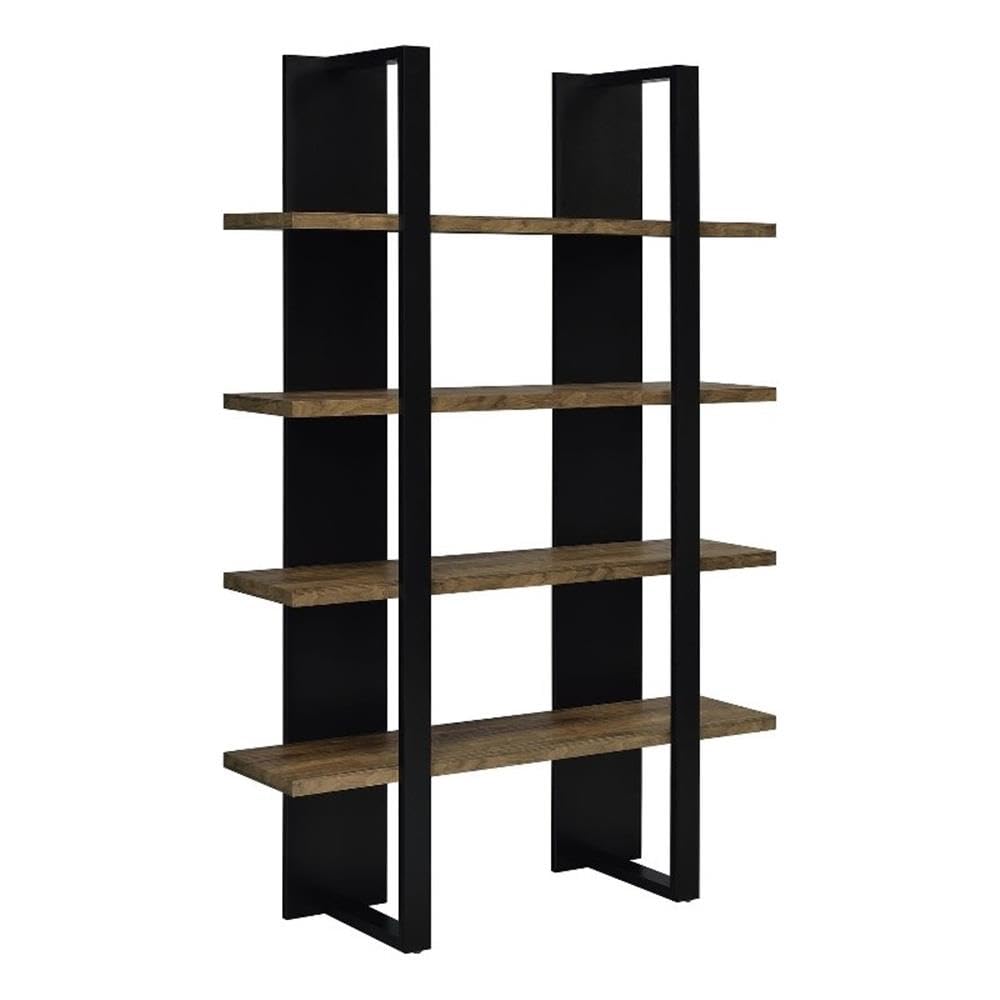 Coaster Danbrook Wood Bookcase with 4 Full-Length Shelves Black and Aged Walnut