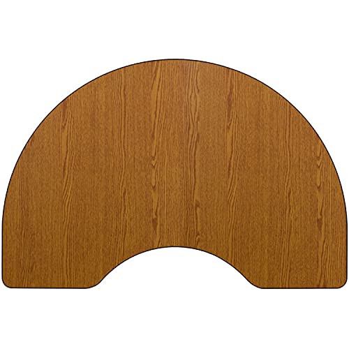 Flash Furniture Wren 48''W x 72''L Kidney Oak Thermal Laminate Activity Table - Height Adjustable Short Legs