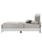 Acme Casilda Faux Leather Tufted Queen Bed with LED in Gray White