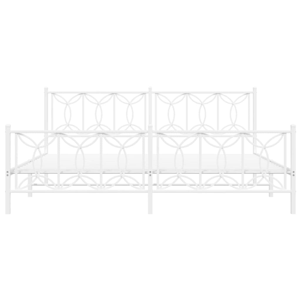 vidaXL King Metal Bed Frame with Headboard & Footboard, White, Steel, 81.5x78x35.4 Product Subtitle 50:Storage Space Breathable Support