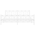 vidaXL King Metal Bed Frame with Headboard & Footboard, White, Steel, 81.5x78x35.4 Product Subtitle 50:Storage Space Breathable Support