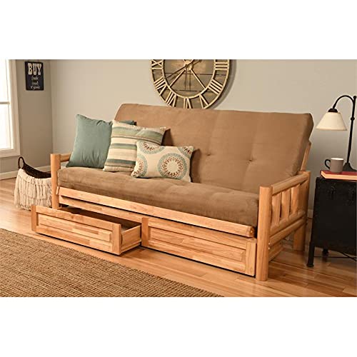 Kodiak Furniture Lodge Futon with Suede Fabric Mattress in Natural/Tan