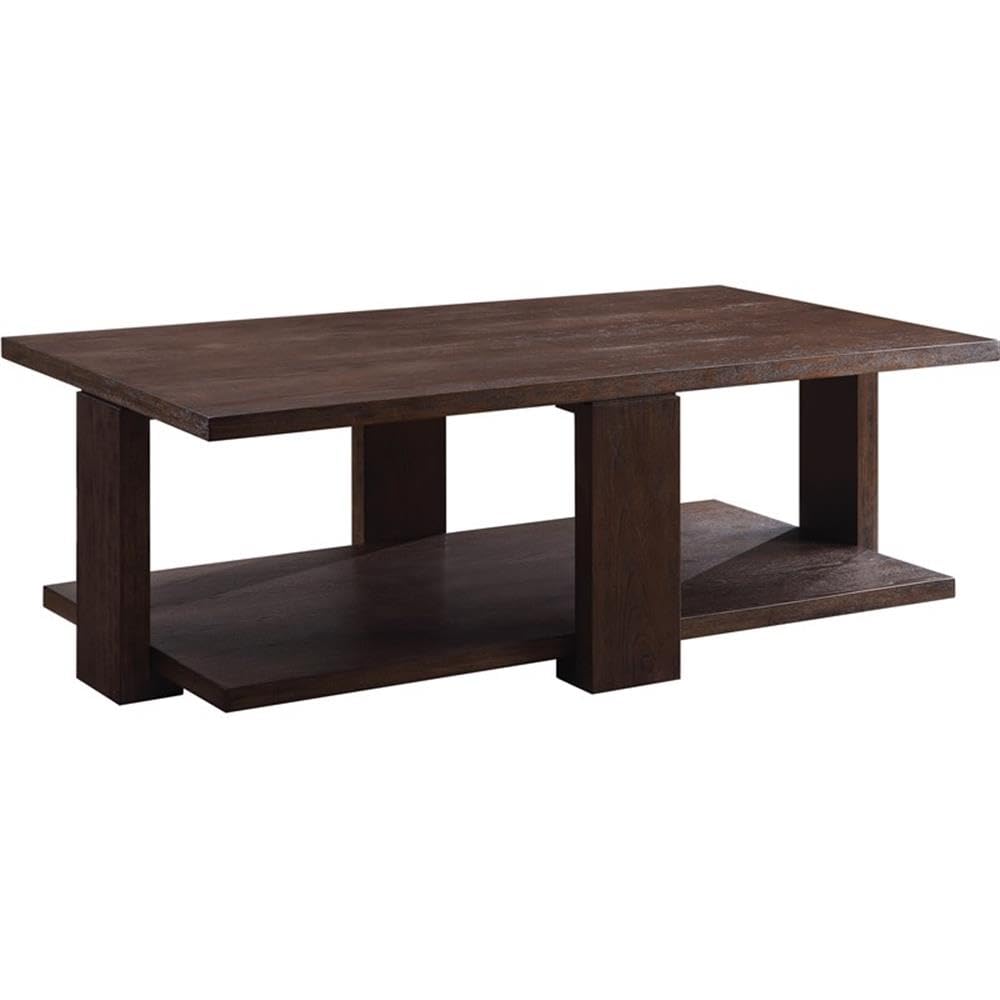 Acme Niamey Rectangular Wooden Coffee Table with Bottom Shelf in Cherry