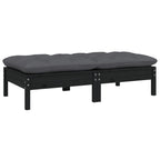 vidaXL 2-Seater Patio Sofa - Outdoor Relaxation Furniture with Cushions, Flexible Modular Design, Made from Solid Pinewood, Black
