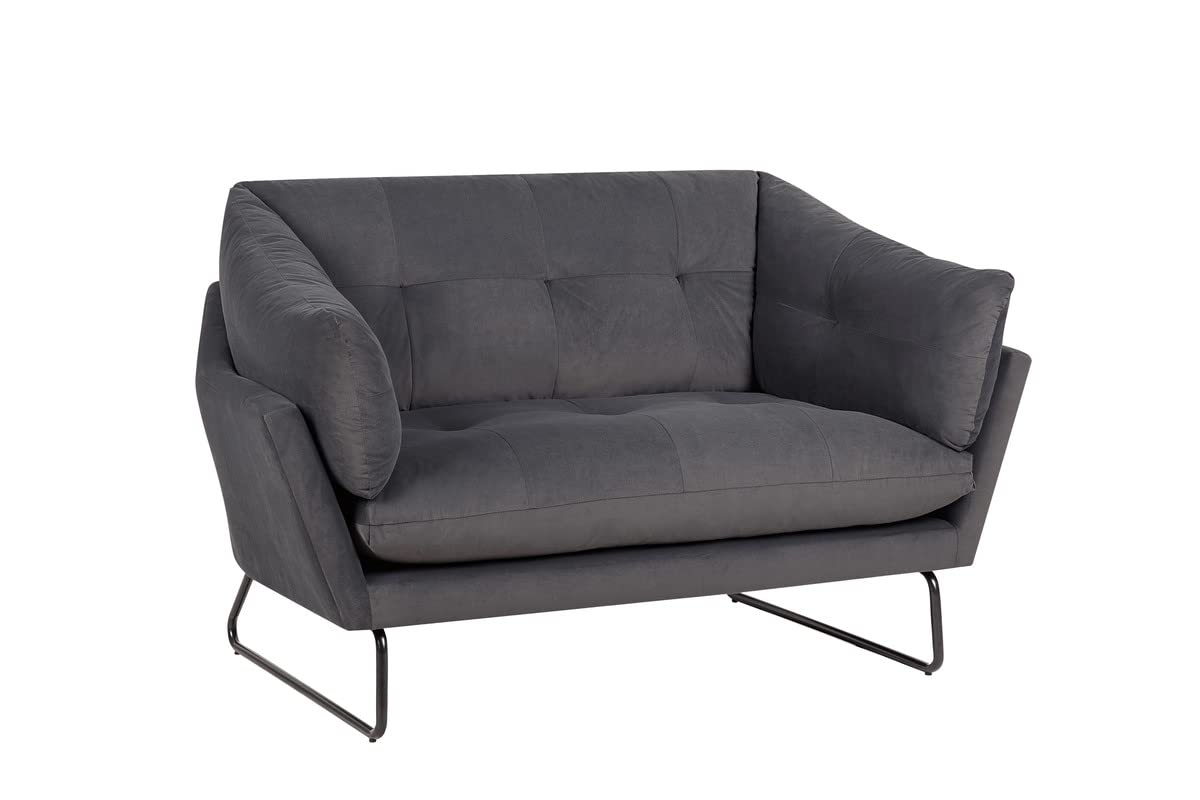 Lilola Home Karla Dark Gray Velvet Contemporary Loveseat