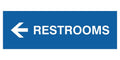 Signs Bylita Basic Restrooms Left Arrow Directional Wall Or Door Sign (Blue) - Large (1 Pack)