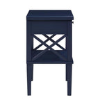 Comfort Pointe Marta Midnight Blue Wood 1-Drawer Nightstand with Storage Shelf