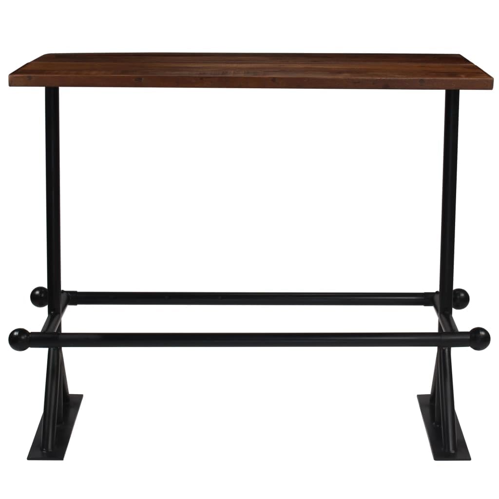 vidaXL Rectangular Reclaimed Wood Bar Table, Dark Brown, Industrial Style, Sturdy Steel Legs, Weathered and Aged Wood Construction, Unique Grain Structure, 59.1&quot;x27.6&quot;x42.1&quot;, Easy Assembly