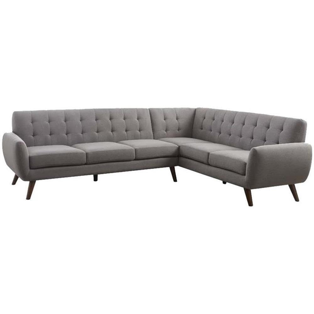 Acme Essick Fabric Tufted Sectional Sofa in Light Gray