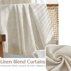 Jinchan Linen Blend Beige Curtains 72 Inches Long For Living Room Farmhouse Rod Pocket Back Tab Light Filtering Window Drapes With Lined For Bedroom Crude 2 Panels Ecru
