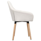 vidaXL Set of 2 Dining Chairs in Cream Fabric - Ergonomically Designed, Comfort Padded Seat and Armrests, Solid Wood Legs