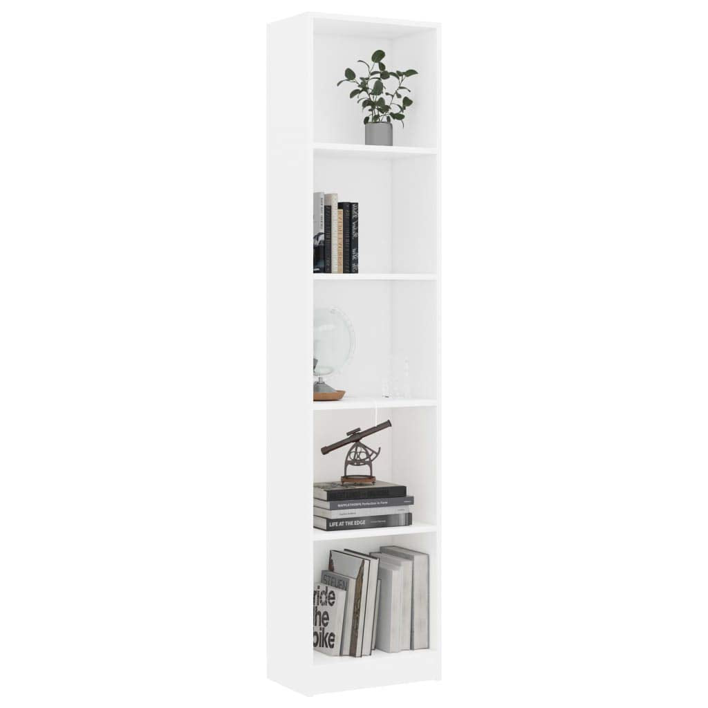 vidaXL 5-Tier Book Cabinet Home Living Room Bedroom Office Organizer Side Rack Room Divider Bookshelf Furniture White 68.9&quot; Engineered Wood