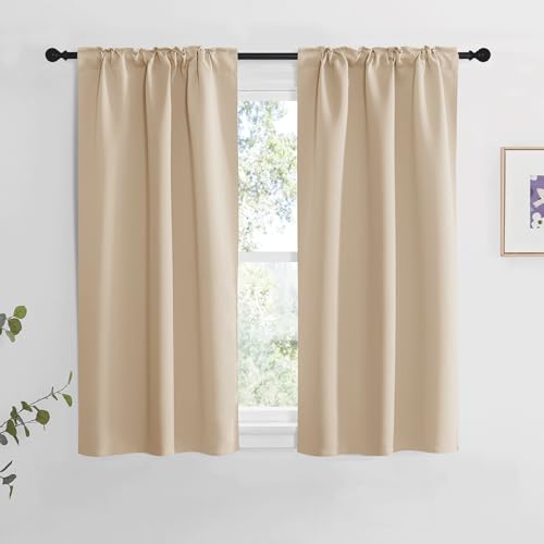 Nicetown Window Treatment Curtains Room Darkening Drapes - (Biscotti Beige Color) 34 Width X 54 Drop Each Panel, 2 Panels Set, Curtains And Draperies For Kitchen