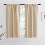 Nicetown Window Treatment Curtains Room Darkening Drapes - (Biscotti Beige Color) 34 Width X 54 Drop Each Panel, 2 Panels Set, Curtains And Draperies For Kitchen