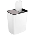 NUOBESTY Double Compartment Trash Can Dual Kitchen Garbage Bin with Lid Home Waste Container for Dry Wet Separation 15L Beige