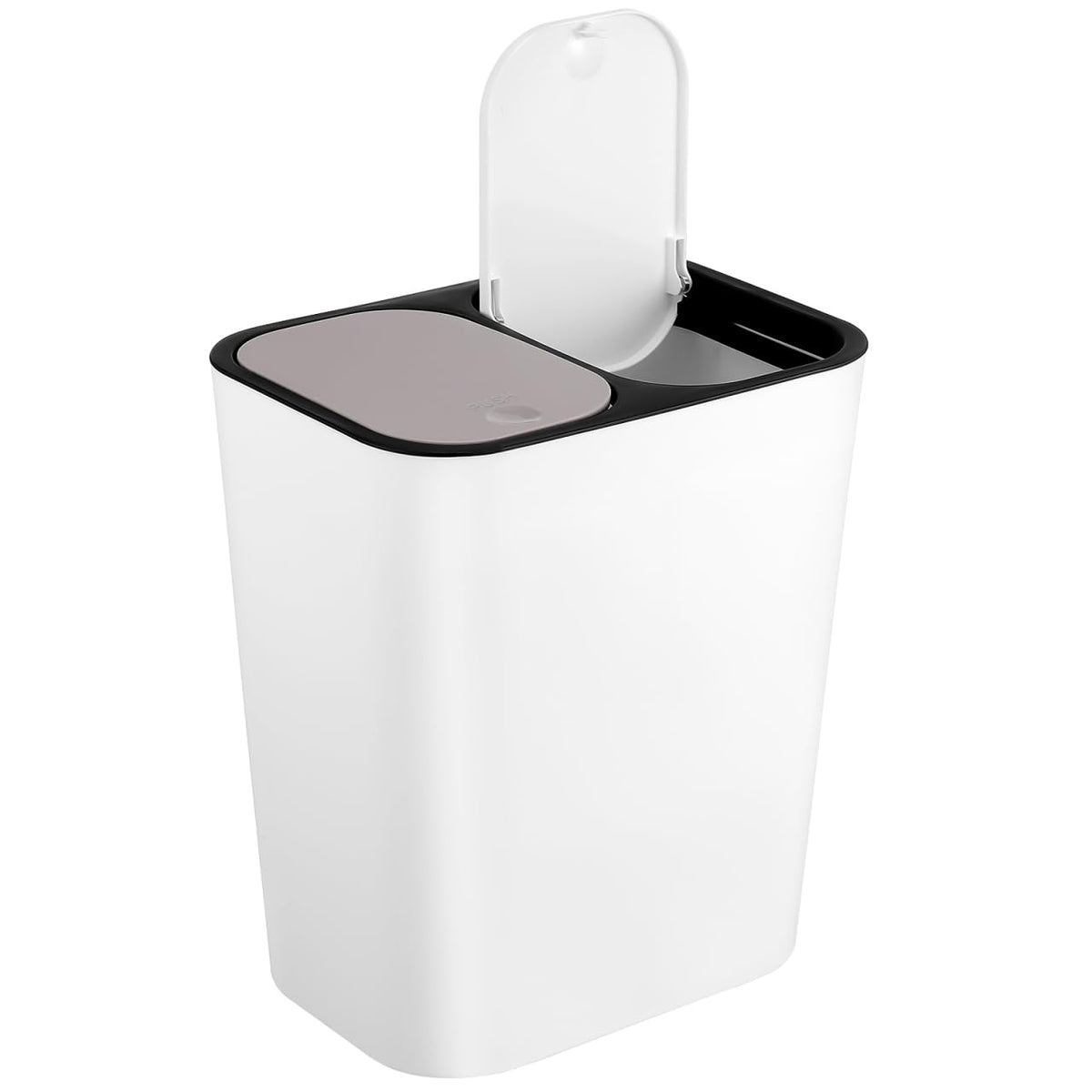 NUOBESTY Double Compartment Trash Can Dual Kitchen Garbage Bin with Lid Home Waste Container for Dry Wet Separation 15L Beige
