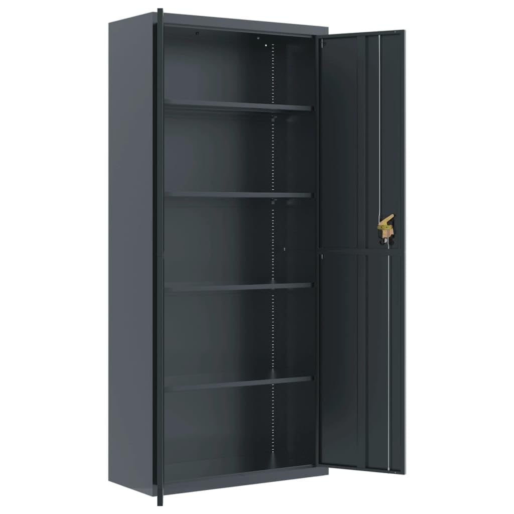 vidaXL File Cabinet, Locking Storage Cabinet with 2 Keys, Filing Cabinet for Home Office, Storage Cupboard, Industrial Style, Anthracite Steel