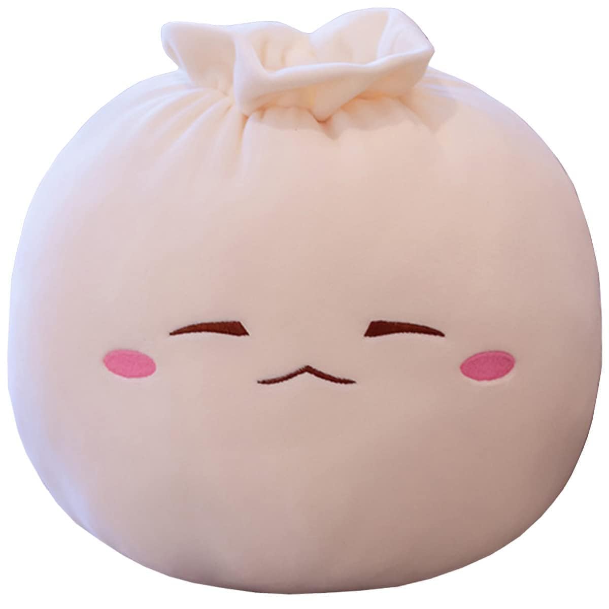 Yoholto Dumpling Plush Pillow with Cute Features, Stuffed Bun Plush, Funny Food Toy Gifts for Kids Adults(12.2 * 9.8in,Frown)