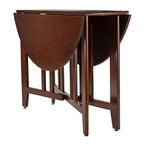 Mission Style Round Drop Leaf Table - Versatile Dining & Kitchen Furniture - 42' Diameter - Antique Walnut Finish - Solid & Composite Wood - Easy Assembly