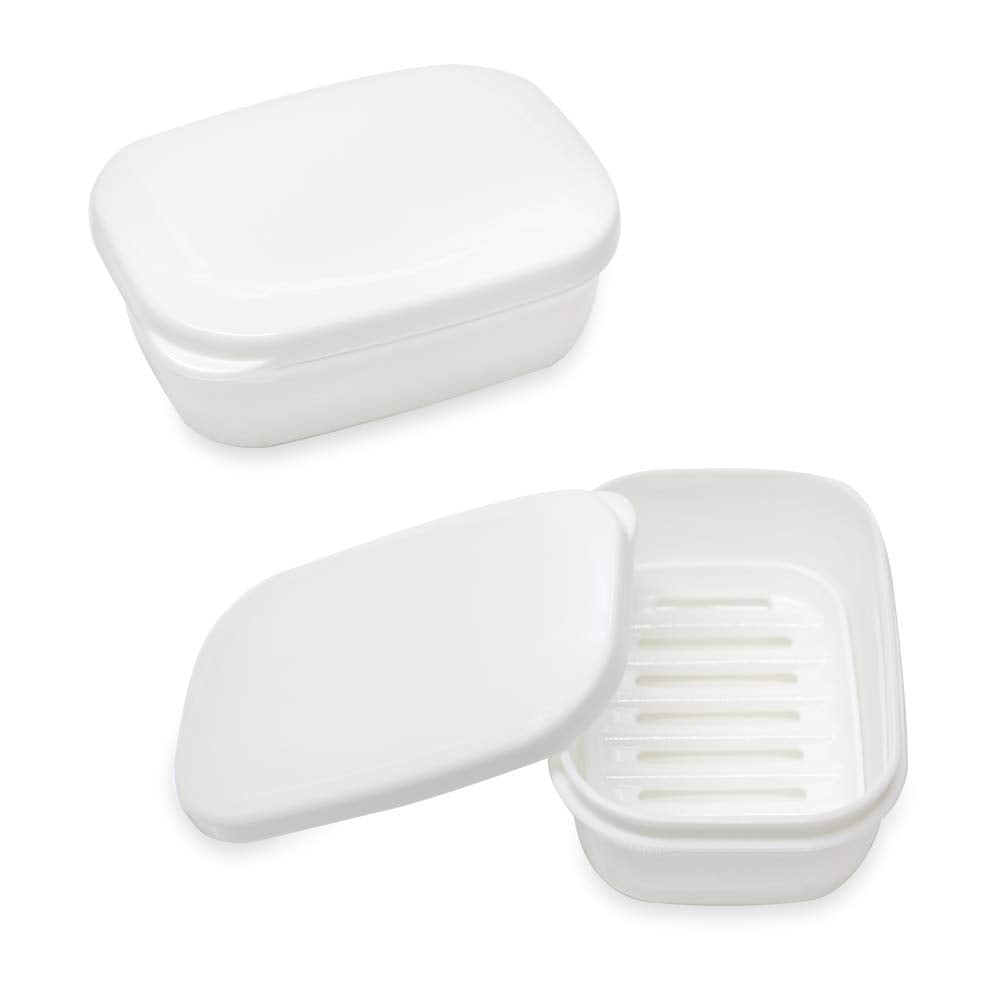 TANCANO Soap Box Holder for Travel, Rectangular Soap Dish, Portable Sponge Case Tray with Drain for Shower, Camping, Gym  2 Pac
