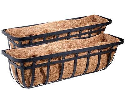 Panacea 88557 Flat Iron Series Planter Boxes, Black, 30' L, Pack Of 2