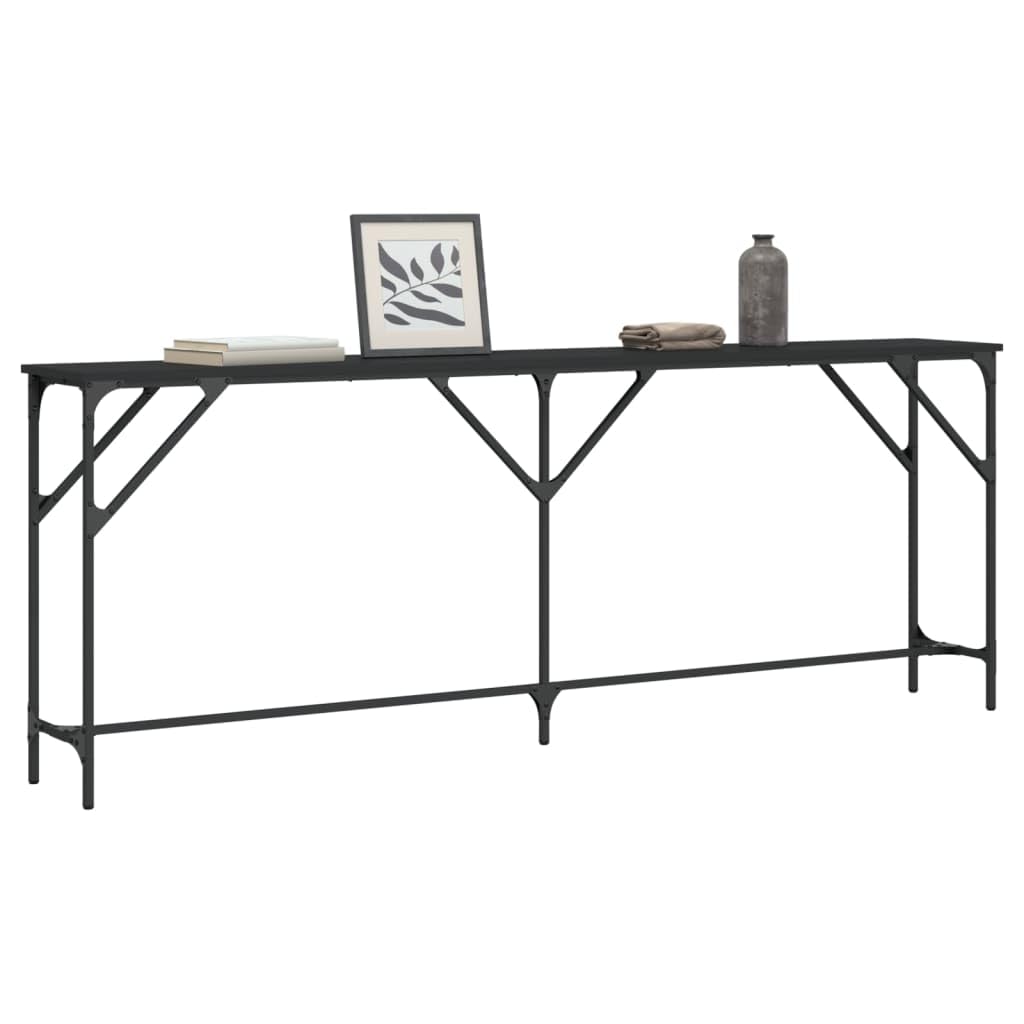 vidaXL Black Console Table in Industrial Style, Engineered Wood and Metal, Ideal for Entryway, Living Room, or Hallway