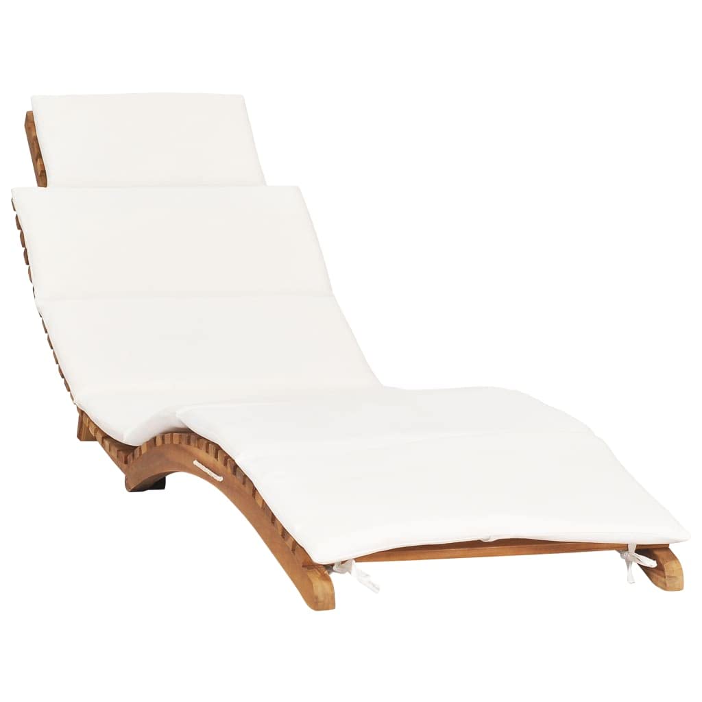 vidaXL Patio Lounge Chair, Outdoor Chaise Lounge Chair with Cushion, Sunlounger, Sunbed for Yard Poolside Porch Lawn, Modern, Solid Teak Wood